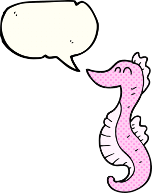 Bir insan tarafından çizilmiş serbest çizilmiş çizgi roman konuşma balonu karikatürü deniz atı