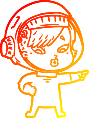 Bir insan tarafından çizilmiş bir astronot kadın çizgi çizimi.