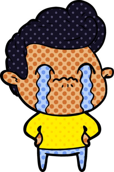 Bir insan tarafından çizilmiş ağlayan çizgi film adamı.