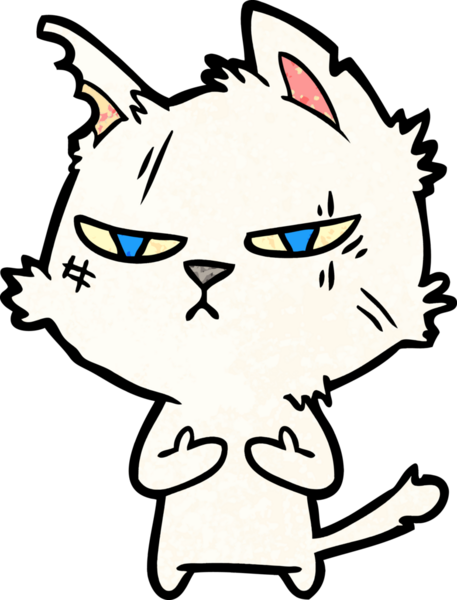 Bir insan tarafından çizilmiş sert çizgi film kedisi.