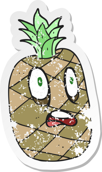 Bir insan tarafından çizilmiş bir ananas çizgi filminin gerilimli yapıştırması.