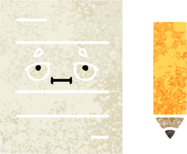 Bir insan tarafından çizilmiş bir test kağıdının retro çizim stili karikatürü