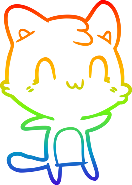 gökkuşağı gradyan çizgi çizimi Bir insan tarafından çizilmiş mutlu kedi