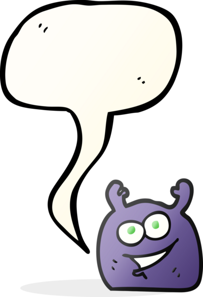 Bir insan tarafından çizilmiş serbest konuşma balonu karikatürü küçük uzaylı