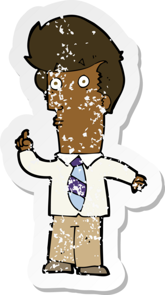 İnsan tarafından çizilmiş bir karikatürcünün gerilemiş retro yapıştırması.