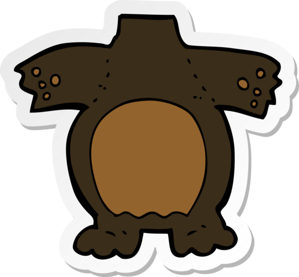 Bir insan tarafından çizilmiş karikatür siyah ayı vücudunun çıkartması.