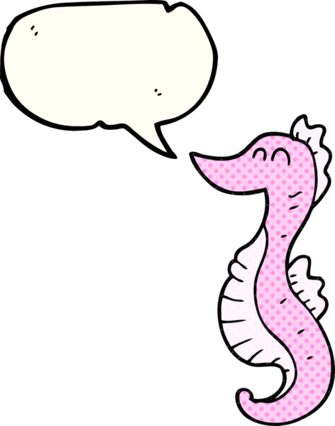 Bir insan tarafından çizilmiş serbest çizilmiş çizgi roman konuşma balonu karikatürü deniz atı