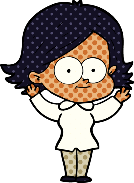 Bir insan tarafından çizilmiş mutlu çizgi film kızı.