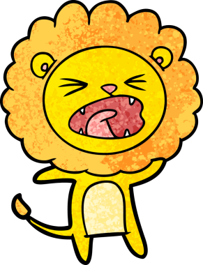 Bir insan tarafından çizilmiş çizgi film aslanı.