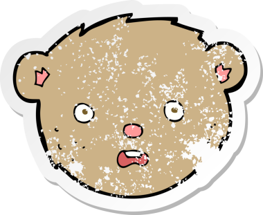 Bir insan tarafından çizilmiş oyuncak ayı suratlı karikatürün gerilimli yapıştırması.