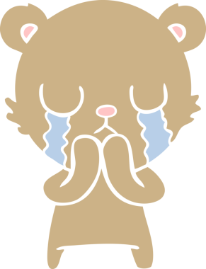 Bir insan tarafından çizilmiş düz renkli çizgi film ayısı.