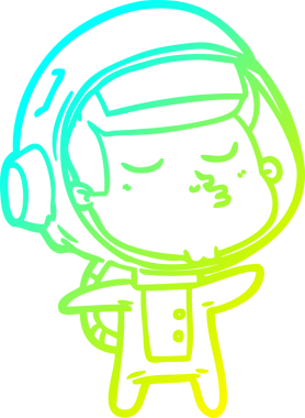 Bir insan tarafından çizilmiş kendinden emin bir astronotun soğuk çizgi çizimi.