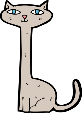 Bir insan tarafından çizilmiş çizgi film kedisi.