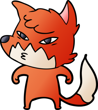 Bir insan tarafından çizilmiş akıllı çizgi film tilkisi.