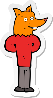 Bir insan tarafından çizilmiş tilki adamın çıkartması.