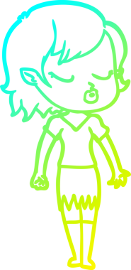 Soğuk gradyan çizgisi, bir insan tarafından çizilmiş şirin bir vampir kız çizgi filmi.