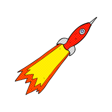 Bir insan tarafından çizilmiş serbest çizim çizgi roman tarzı roket.