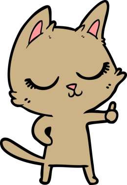 Bir insan tarafından çizilmiş sakin çizgi film kedisi.