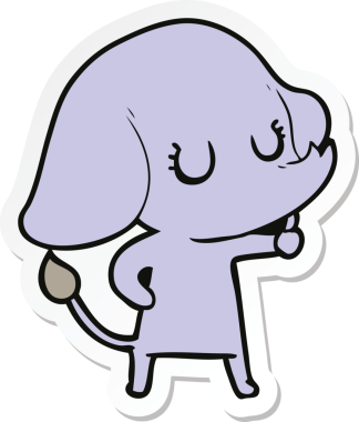 Bir insan tarafından çizilmiş şirin bir fil çıkartması.