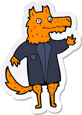 Bir insan tarafından çizilmiş bir tilki işadamının çıkartması.