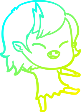 Bir insan tarafından çizilmiş gülen vampir kız çizgi filmi.