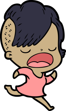 Bir insan tarafından çizilmiş havalı hippi kız çizgi filmi.