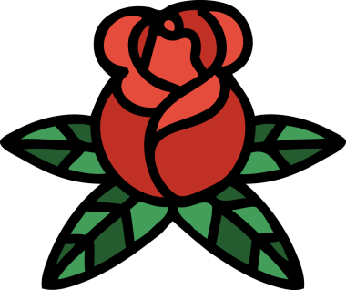 Bir insan tarafından çizilmiş geleneksel bir gül dövmesi.