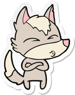 Bir insan tarafından çizilmiş bir kurt çizgi filminin etiketi.