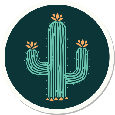 Bir insan tarafından çizilmiş geleneksel bir kaktüs stili dövme çıkartması.