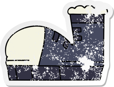 Bir insan tarafından çizilmiş garip bir el çizimi spor ayakkabısının sıkıntılı çıkartması.