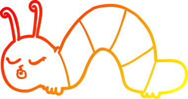 Bir insan tarafından çizilmiş bir tırtılın sıcak çizgi çizimi