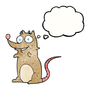 Bir insan tarafından çizilmiş serbest çizim düşünce kabarcığı desenli çizgi film faresi