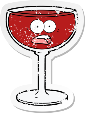 Bir insan tarafından çizilmiş karikatür şarap etiketi.