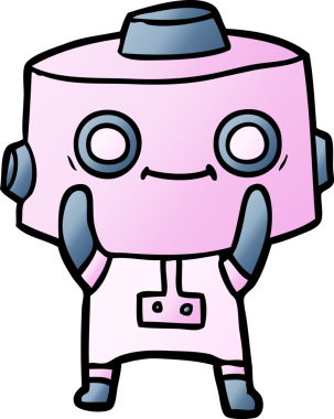 Bir insan tarafından çizilmiş çizgi film robotu