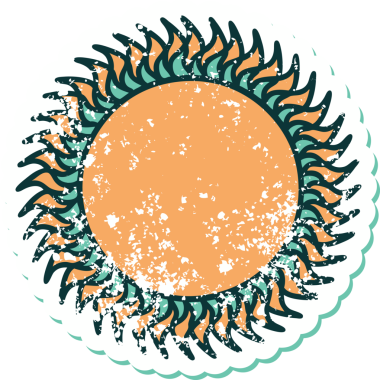 Bir insan tarafından çizilmiş bir güneşin sembolik dövmesi.