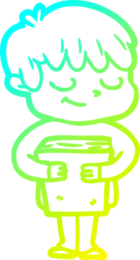 Bir çizgi film karakteri çizen soğuk çizgi bir insan tarafından çizilmiş mutlu çocuk.