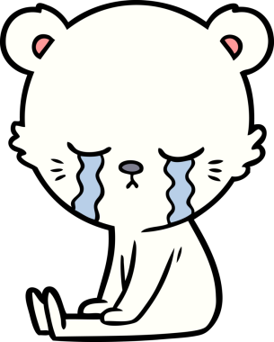 Bir insan tarafından çizilmiş üzgün küçük kutup ayısı çizgi filmi.