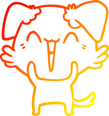 Bir insan tarafından çizilmiş mutlu, küçük bir köpek çizgi filmi.