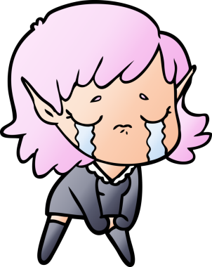 Bir insan tarafından çizilmiş ağlayan elf kızı.