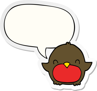 Bir insan tarafından çizilmiş konuşma balonu çıkartmalı penguen çizgi filmi.