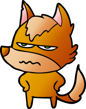 Bir insan tarafından çizilmiş kızgın tilki çizgi film karakteri