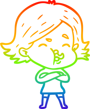 Gökkuşağı gradyan çizgi çizimi Bir insan tarafından çizilen bir kız karikatürü