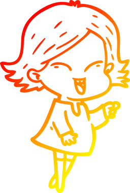 Bir insan tarafından çizilmiş mutlu bir çizgi film kızı çizimi