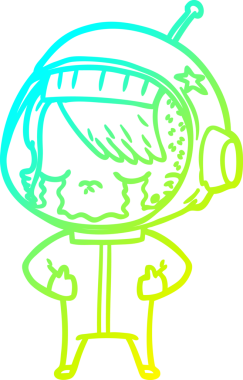 Bir insan tarafından çizilmiş ağlayan astronot bir kızın soğuk gradyan çizimi