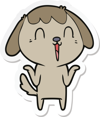 Bir insan tarafından çizilmiş bir köpeğin çıkartması.