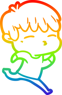 Gökkuşağı gradyanı çizimi Bir insan tarafından çizilmiş meraklı bir çocuk