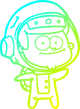 Bir insan tarafından çizilmiş mutlu bir astronot çizgi filmi.