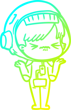 Kafası karışmış bir uzay kızının insan tarafından çizilmiş soğuk çizgi çizimi.