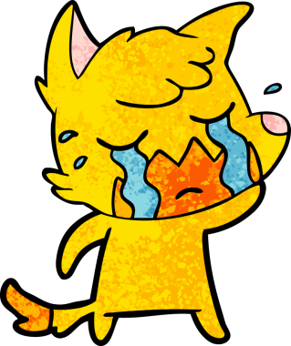 Bir insan tarafından çizilmiş üzgün küçük tilki çizgi film karakteri.