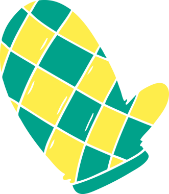 Bir insan tarafından çizilmiş fırın eldiveni karalaması.